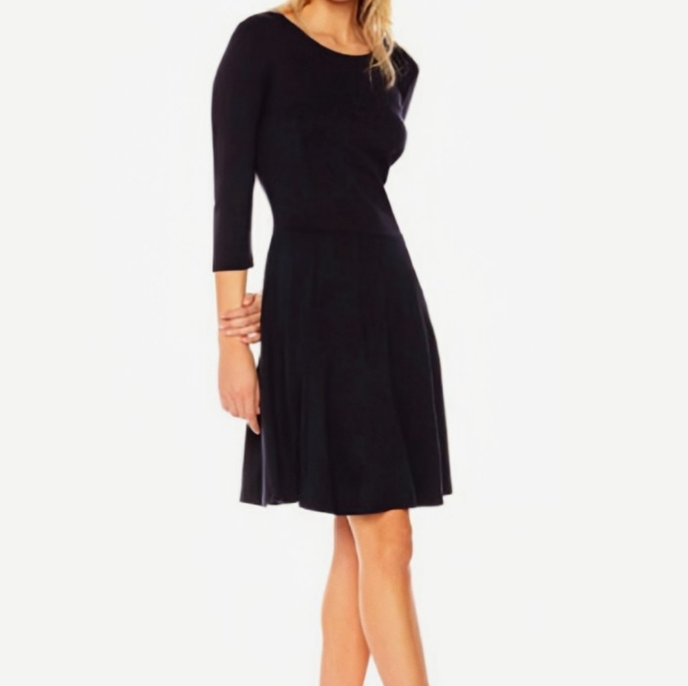 Lark & Ro Black 3/4 Sleeve Fit & Flare Dress Size X-small